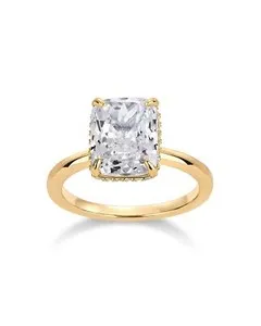 Authentic PAVOI 14K Gold Plated 3.5CT Square Radiant Cubic Zirconia Engagement and Prom...