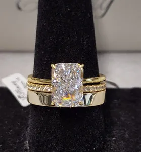 Authentic Effinny 14K Gold Plated Radiant Ring Set sz 10 Sterling Silver
