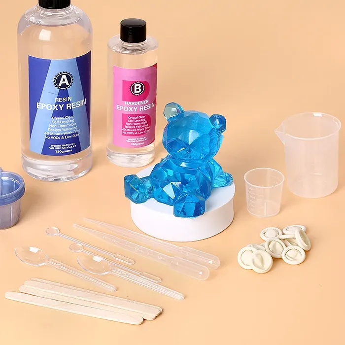 Authentic Epoxy Resin Kit Crystal Clear Easy Mixing AB Resin with Sticks,Graduated Cups and Gloves for Jewelry Making DIY Art Crafts