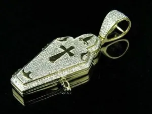 Authentic The Eternal Rest Coffin Cross - 2CT Moissanite 14K Gold Plated Talisman of Rebirth and Divine Protection