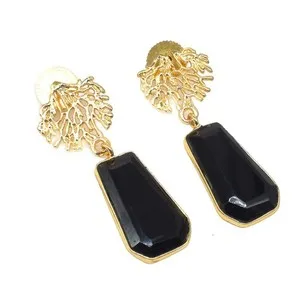 Authentic Shadow and Root: Tree of Life Black Spinel Coffin Amulet Earrings