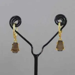 Authentic The Ossuary Veil: Smoky Quartz and Gilded Sterling Earrings
