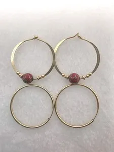 Authentic Vintage Sacred Geometry Hoops - Cloisonne Bead Gold Plated Earrings for Aura Balancing
