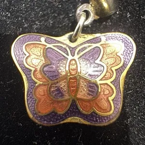 Authentic Enchanted Vintage Gold‑Plated Cloisonné Butterfly Talisman