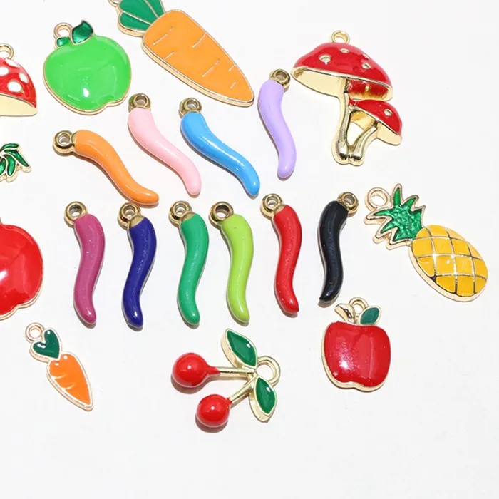 Authentic 10pcs Chili Pepper Pendant Charms Enamel Plant DIY Jewelry Making Accessories for Earrings Necklace Bracelet
