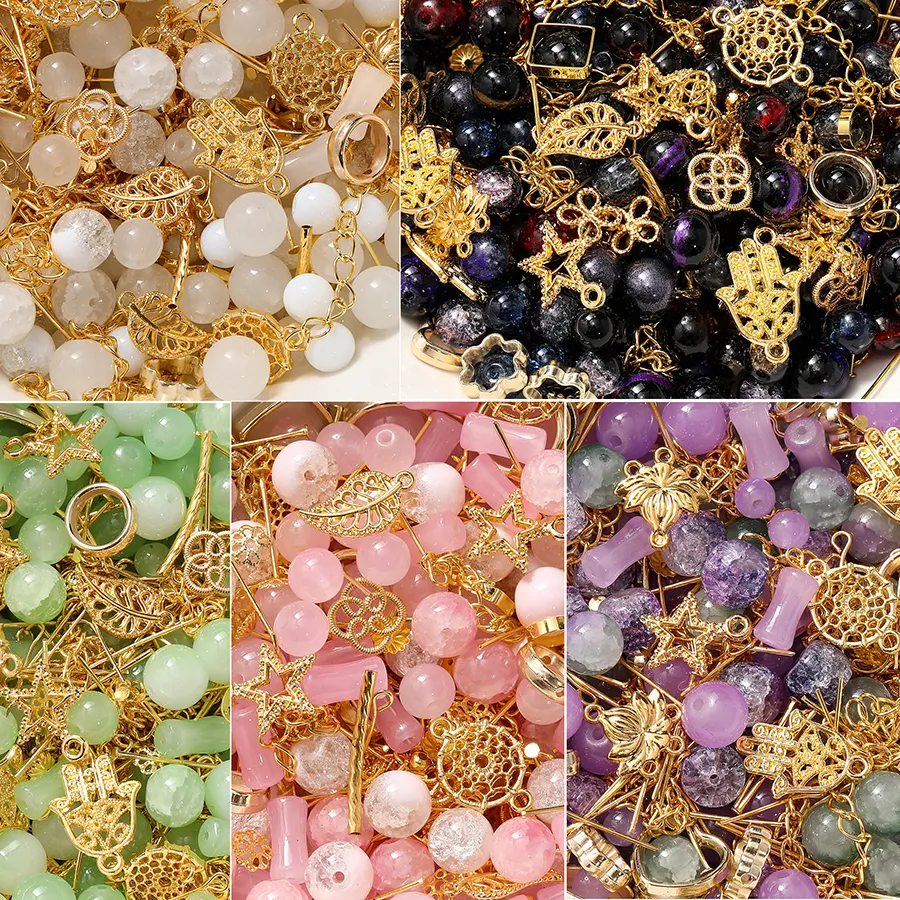 Authentic 30-50G/Lot Mixed Glass Beads Metal Pendants Spacer Bead Jewelry Accessories for DIY Bracelets Necklace Anklet Jewelry Making