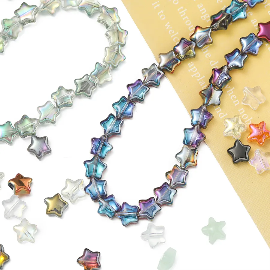 Authentic 30/50pcs 8mm AB Color Glass Beads Five-pointed Star Spacer Loose Bead for Bracelet Necklace DIY Jewelry Making Accessories