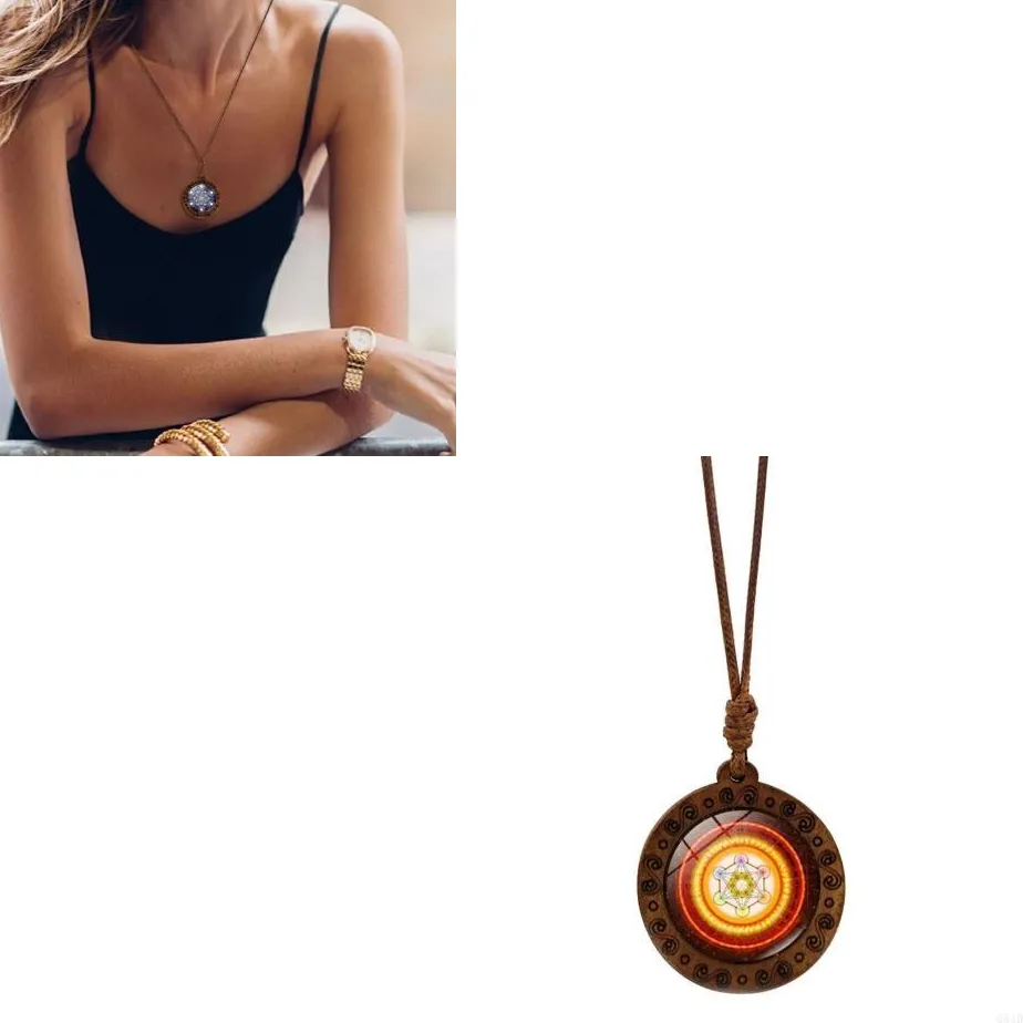 Authentic Sri Yantra Amulet Necklace Hexagram Sacred Geometric Pattern Pendant Clavicle Chain Handmade Spiritual Jewelry