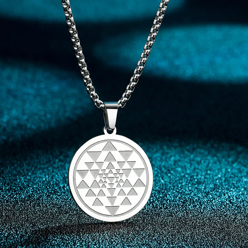 Authentic Kinitial Personalized Sri Yantra Symbol Pendant Necklace For Women Sacred Geometry Jewelry Buddhism Amulrt