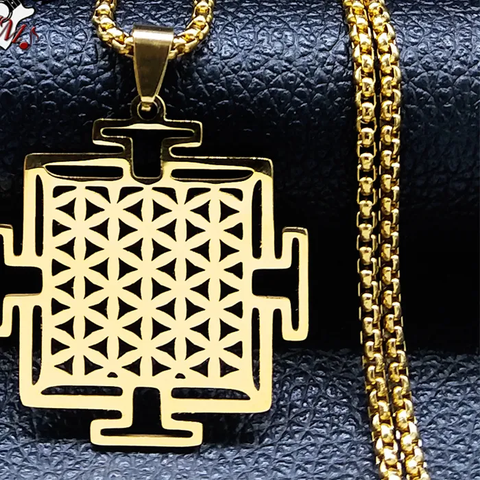 Authentic Golden Sri Yantra and Flower of Life Sacred Geometry Talisman
