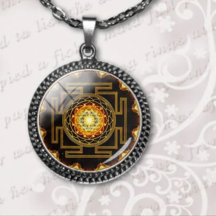 Authentic Chakra Spiritual Buddhist Sri Yantra Pendant Necklace Sacred Geometry Sri Yantra Jewelry Meditation Necklace HZ1