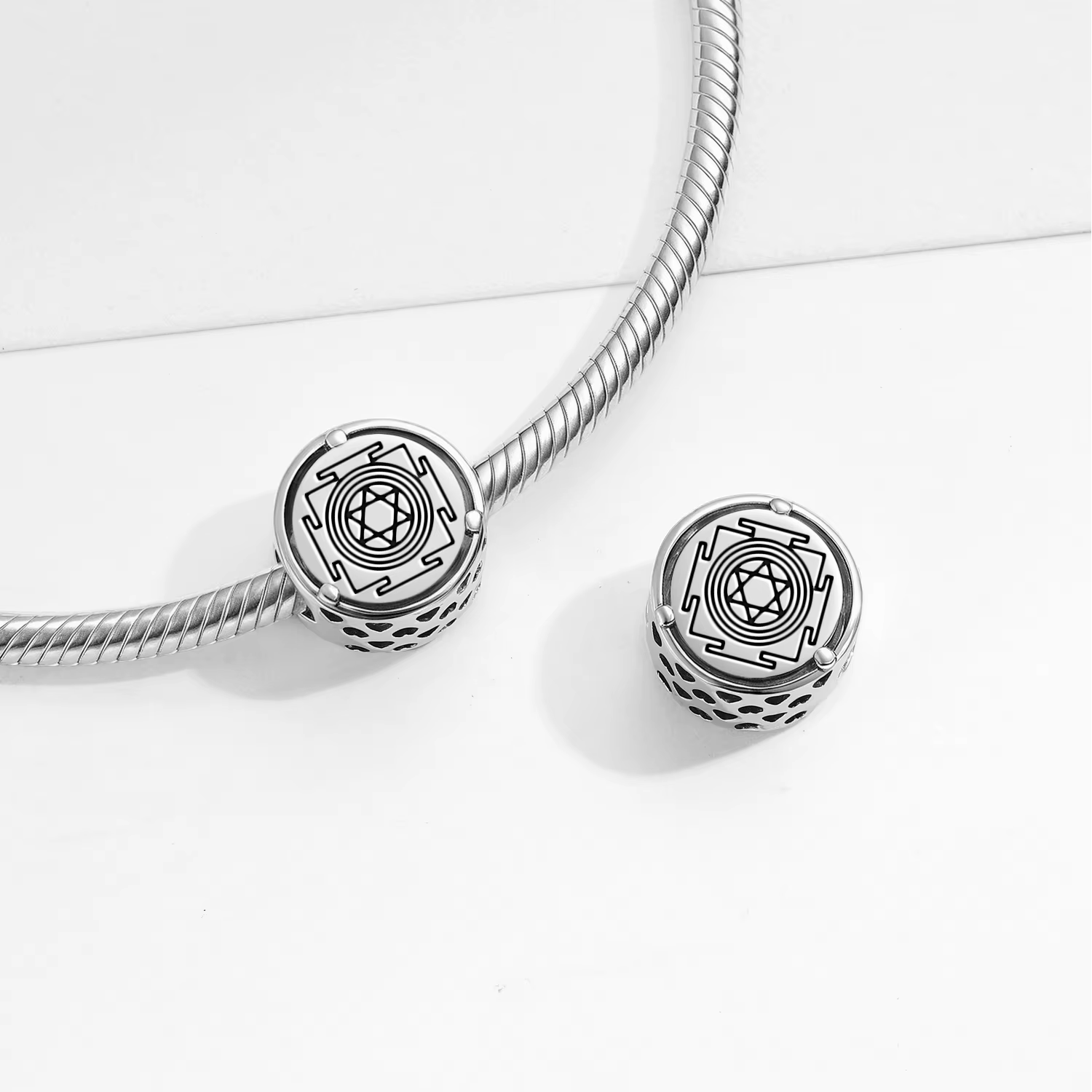 Authentic The Celestial Shani Yantra Silver Talisman Bead