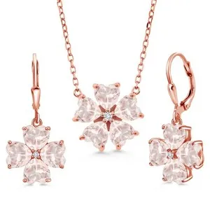 Authentic Amulet of the Eternal Bloom Rose Quartz and Diamond Talisman in 18K Rose Gold Plated Silver