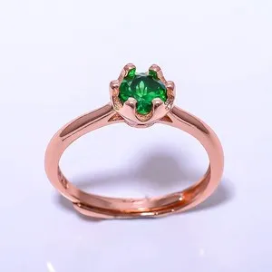 Authentic Emerald Quartz (Lab-Created) Rose Gold Plated Ring Ad C6-10
