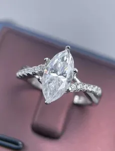 Authentic Stunning Engagement Ring 2Ct Marquise Cut VVS1 Moissanite 14K White Gold Plated