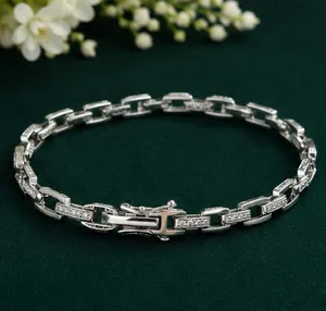 Authentic 6.00Ct Round Cut Simulated Diamond Stunning Link Bracelet 14K White Gold Plated