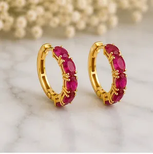 Authentic Crimson Heart Radiant Gold Hoops