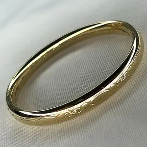 Authentic Stunning Gold Plated Baby Infant Bangle Bracelet Vintage Jewelry