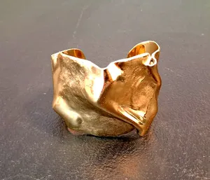 Authentic "STUNNING" Cornelia Webb 24-Karat Gold-Plated Asymmetric RIPPLED CUFF Bracelet