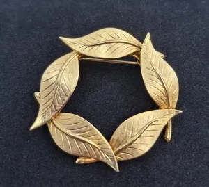 Authentic Embracing Nature's Harmony - Wreath of Textured Gold Leaves
