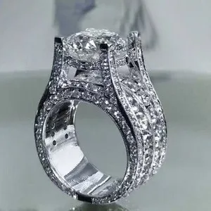 Authentic Stunning Woman White Gold Plated Sparkling CZ Band Ring Wedding Engage