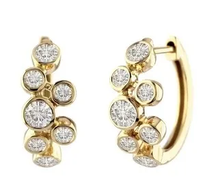 Authentic Stunning Huggie Crystal hoop Earrings Gold Plated White Swarovski Crystals NWT
