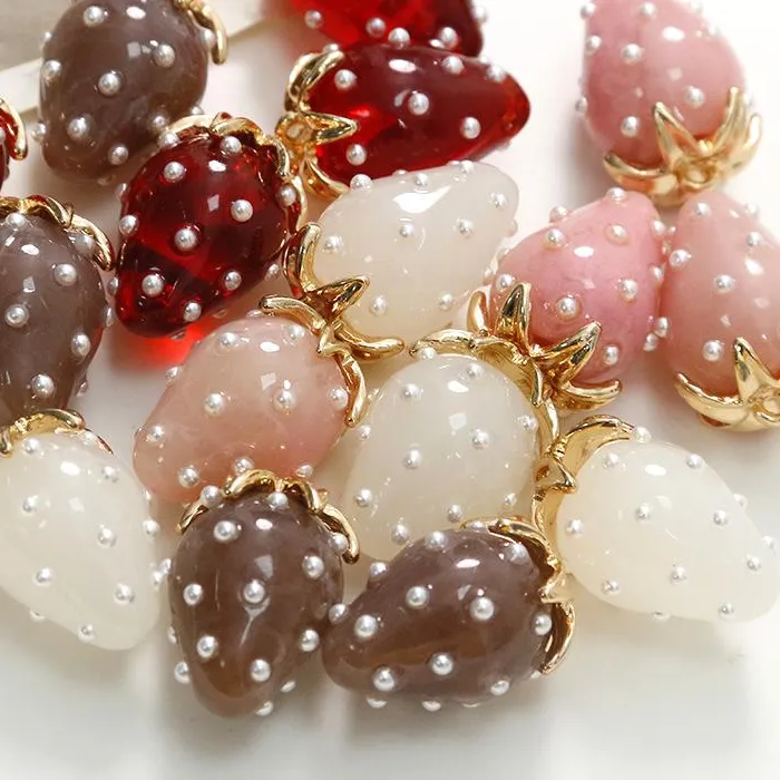 Authentic Strawberry Resin Charms for DIY Create Stunning Earrings and Necklace Designs