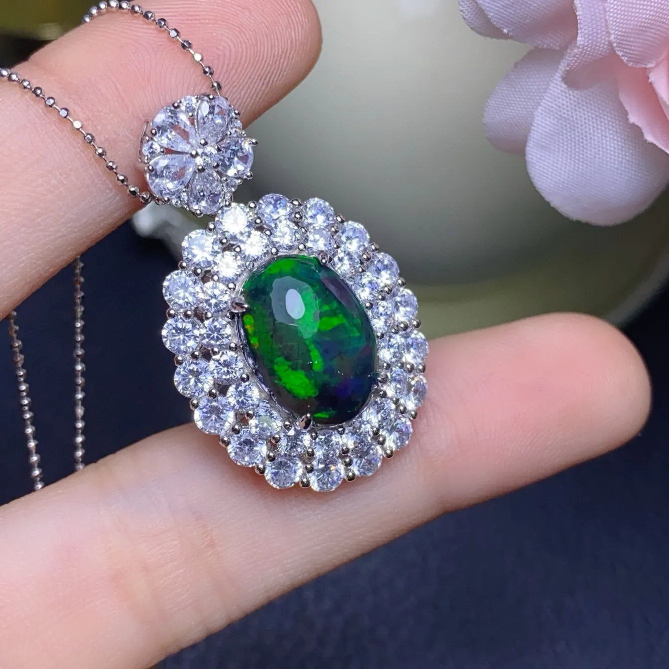 Authentic The Celestial Ember: Natural Black Opal and S925 Sterling Silver Talisman