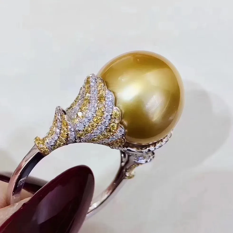 Authentic Radiant Abyss Golden Pearl Ring - Sovereign Abundance and Lunar Intuition Talisman