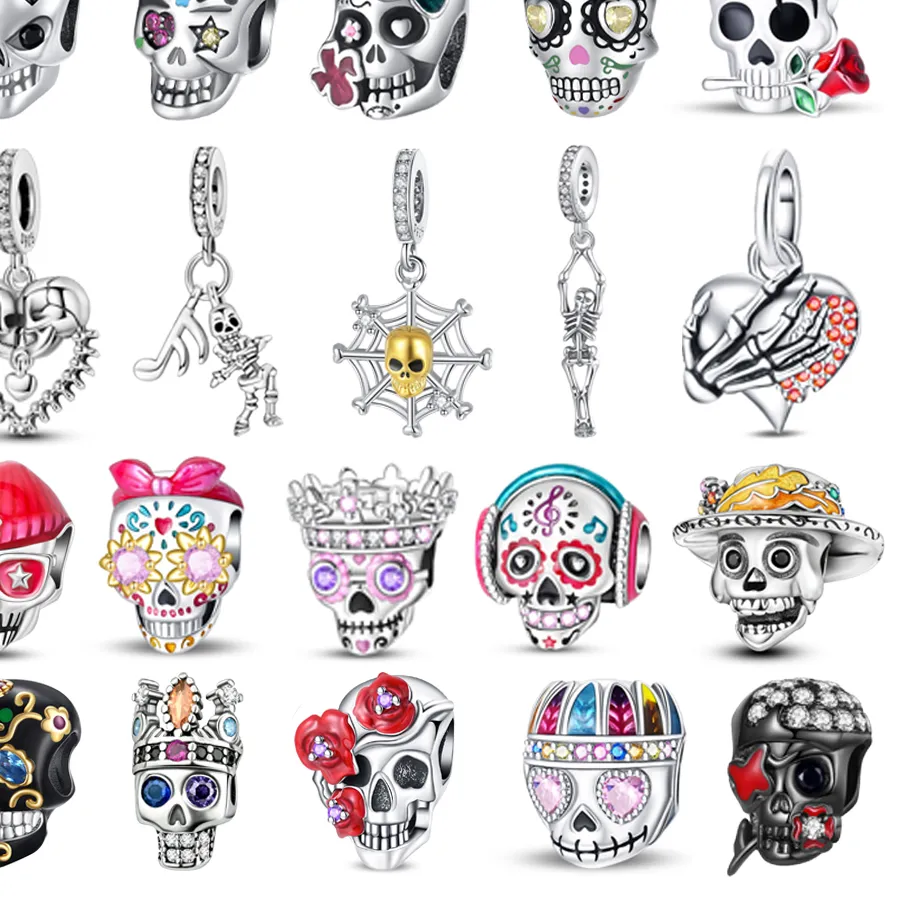 Authentic Symphony of the Eternal Soul - Sterling Silver Musical Skull and Hand Bones Talismanic Charm