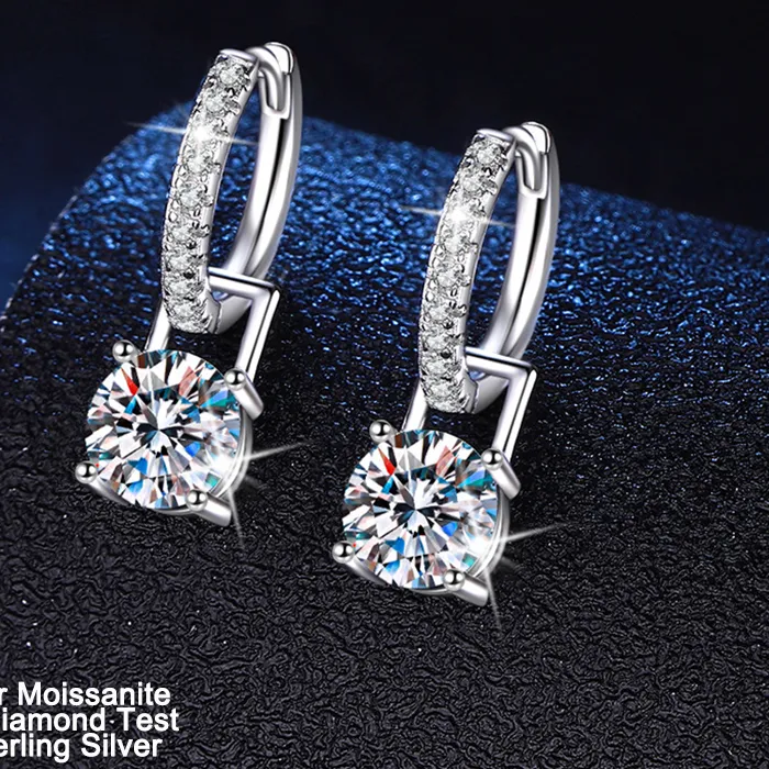 Authentic Celestial Moissanite Drop Earrings: Dazzling D‑Color VVS1 Stars