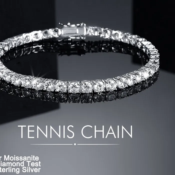 Authentic Stunning Full Moissanite Diamond Tennis Chains Bracelet Shiny s925 Silver All Moissanite Plate 18k Hand Chain Fine Jewelry GRA