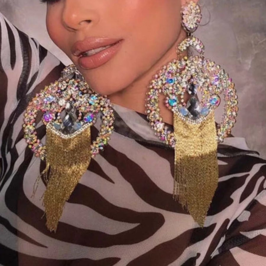Authentic Weave Your Dreams: Enchanted Gold-Plated AB Color Tassel Earrings