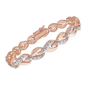 Authentic 1/50 Ct Natural Diamond Infinity Tennis Bracelet 14K Rose Gold Plated For Womens