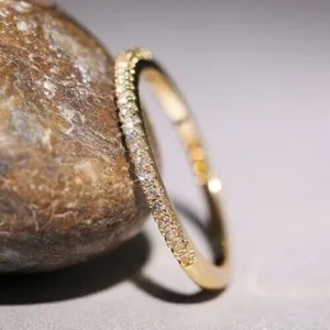 Authentic Serenity of Eternity: 1.50 CT Round Cut Simulated Diamond Wedding Band Ring in 14K Yellow Gold Plated Radiance