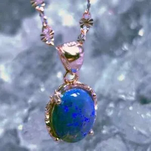 Authentic Zarah Lightning Ridge Dark Crystal Opal 1.50ct Rose-Gold plated S925 Necklace