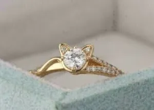 Authentic Eternal Bond of Devotion - 50 Ct Lab Created Diamond Women's Wedding Cat Ring in 14k Yellow Gold Plated Elegance