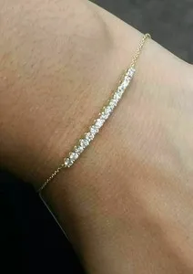 Authentic 1.50 Ct Round Cut Moissanite Adjustable Tennis Bracelet 14k Yellow Gold Plated