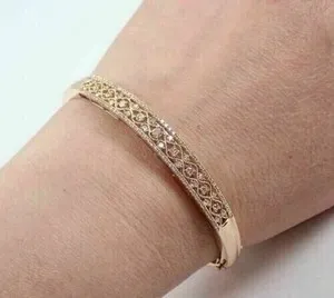 Authentic Round Cut 1.50 Ct VVS1 Moissanite 14K Rose Gold Plated Pretty Bangle Bracelet