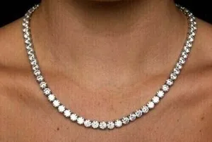 Authentic 50Ct Cut VVS1/D Diamond Women's Tennis Pretty Necklace 14k White Gold Plated