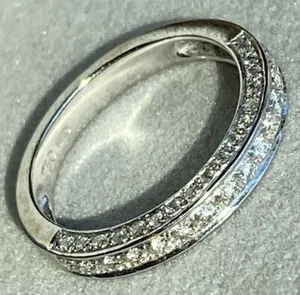 Authentic 14K White Gold Plated 1.50CT Lab Created Diamond Half Eternity Wedding Band Ring