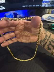 Authentic 22' Gold Plated Rope Chain With Iced Out Lock Basically