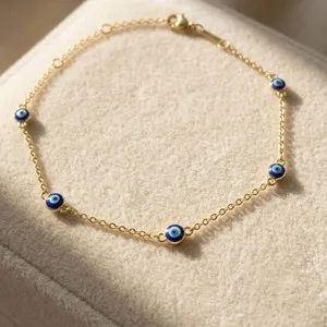 Authentic Turkish Evil Eye Gold Plated Charm Friendship Bracelet
