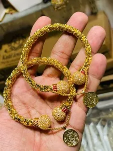 Authentic Turkish Dubai Gold Plated Rope Kada Bangles Adjustable Bridal Party Jewelry