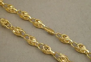 Authentic Men's Lady's Yellow Gold Plated Turkish Rope Chain 24in inch Long 9mm Wide