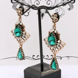 Authentic Turkish Style Rose Gold Plated green Glass Earrings