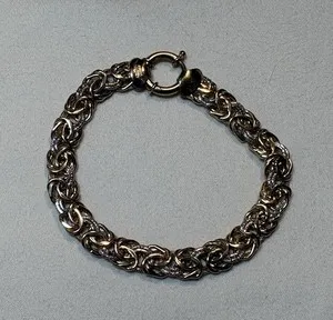 Authentic Signed OTC Turkish Gold Plated Sterling silver Byzantine-style chain bracelet.