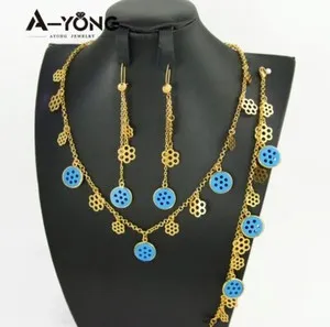 Authentic Jewelry Gold Plated 7 Eye Set Middle East Turkish Kurdish Iraqi Style