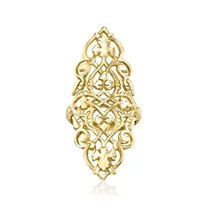 Authentic The Golden Thread of Ages: 14kt Gold-Plated Elongated Turkish-Pattern Ring