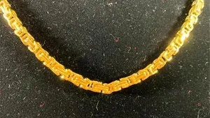 Authentic 28" GOLD PLATED 4MM BYZANTINE TURKISH BOX CHAIN NECKLACE
